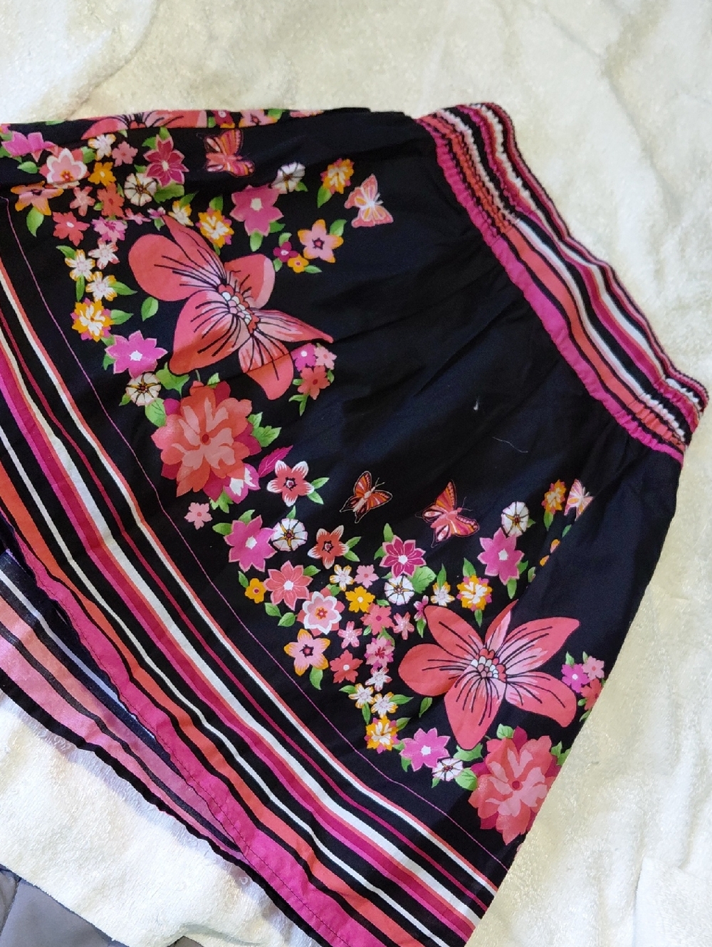 Xtraordinary Black Skater Skirt with Pink Floral & Butterfly Print